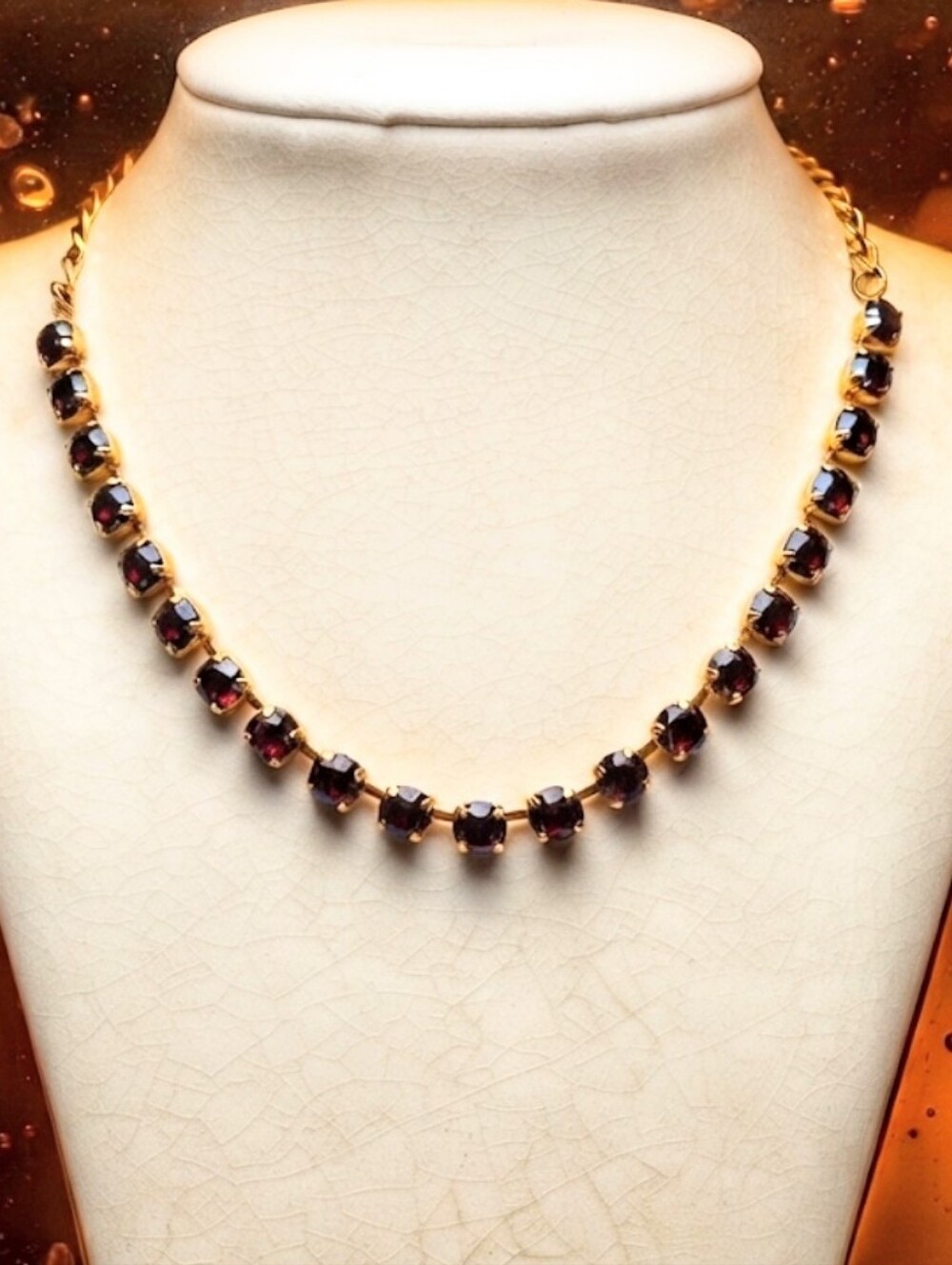 20.58 Carats Natural Deep Garnet in 18k Yellow Gold Plated Necklace